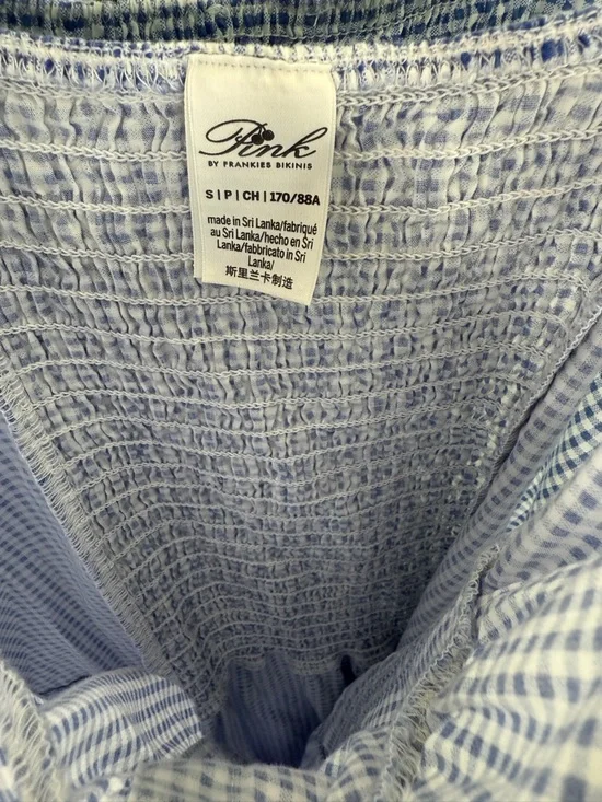 Frankie’s Bikinis Indiana Blue Gingham Button-Front Sundress with Lace Trim - Picture 4 of 5